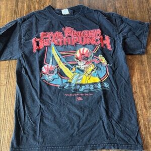 5FDP Black Graphic Tee with Red and Yellow Design